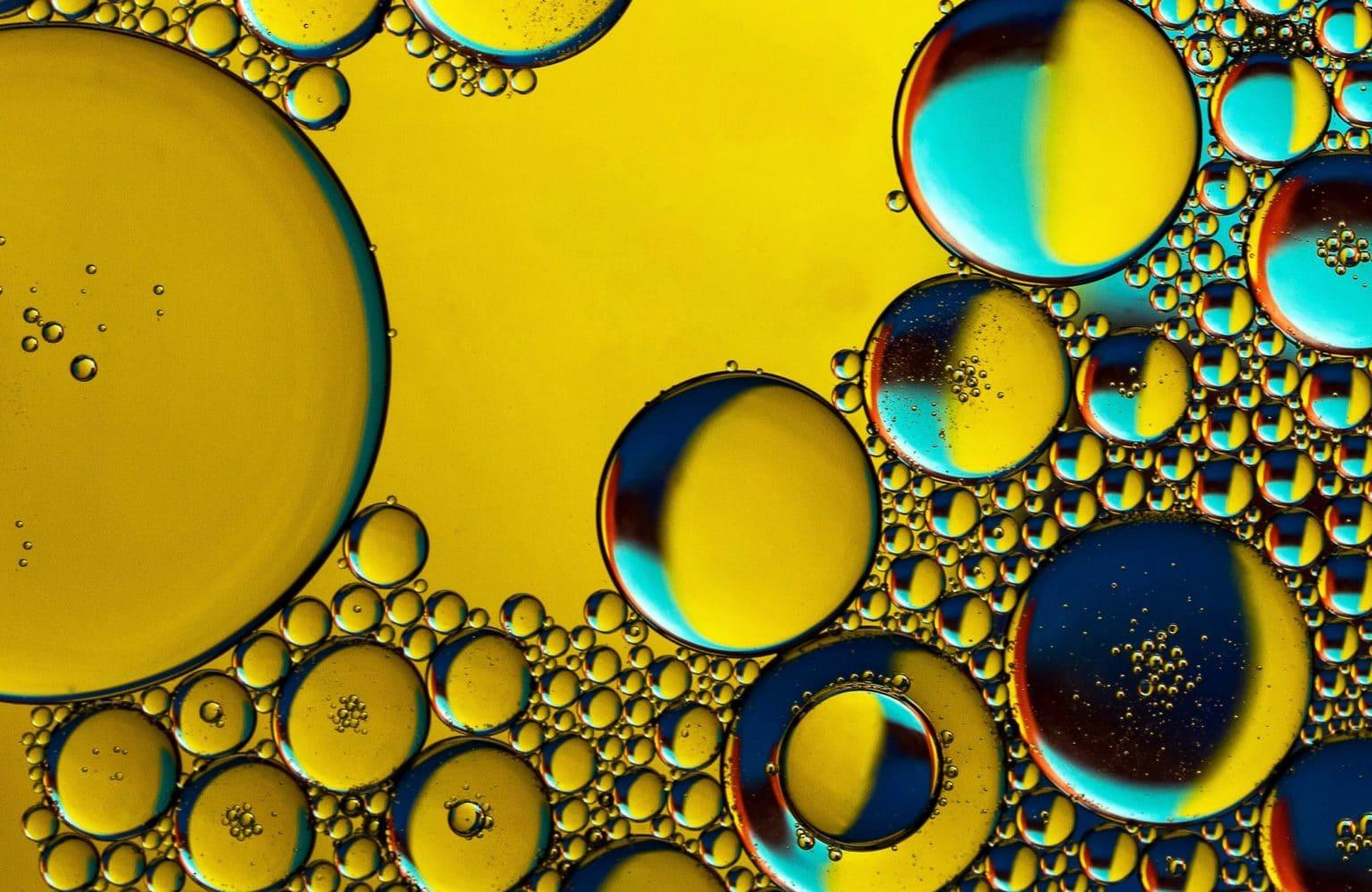 A close-up of olive oil