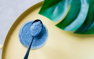 Chia seed pudding with a spoon