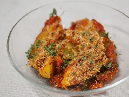 Breaded Lemon-Coriander Acorn Squash with Marinara Sauce